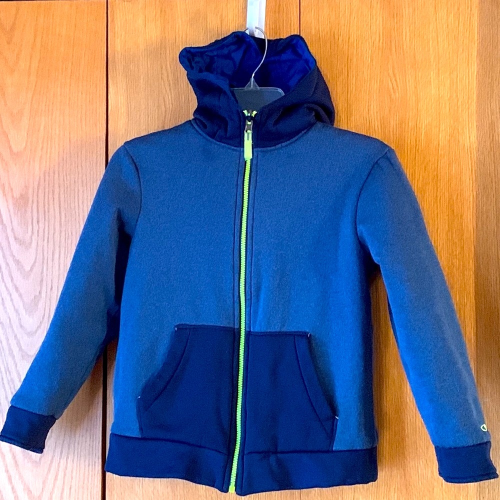 Champion boys 8 - 10 reversible full zip insulated hoodie navy royal blue VGUC